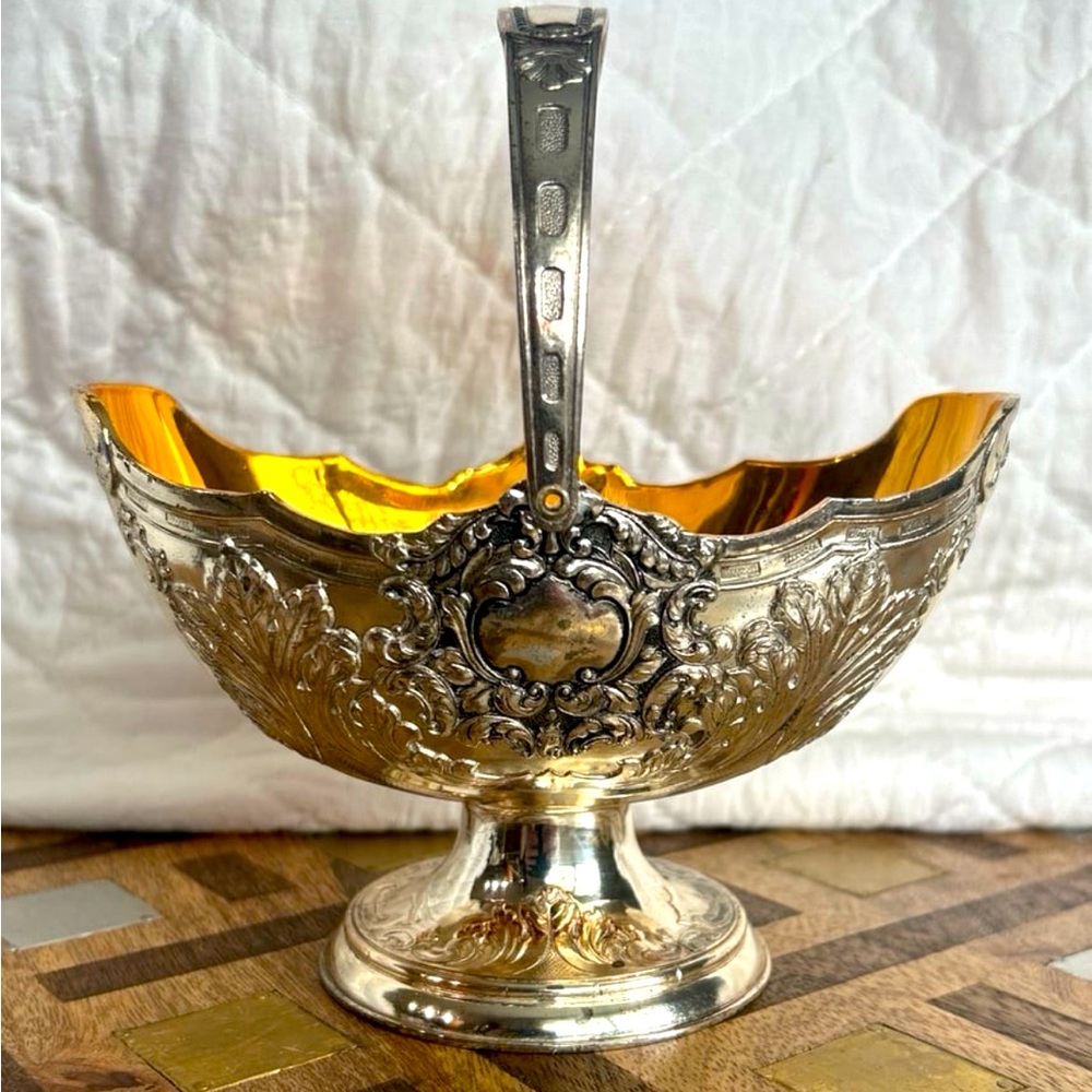 Ornate  Silver w/ Gold Wash Compote / Sugar Dish